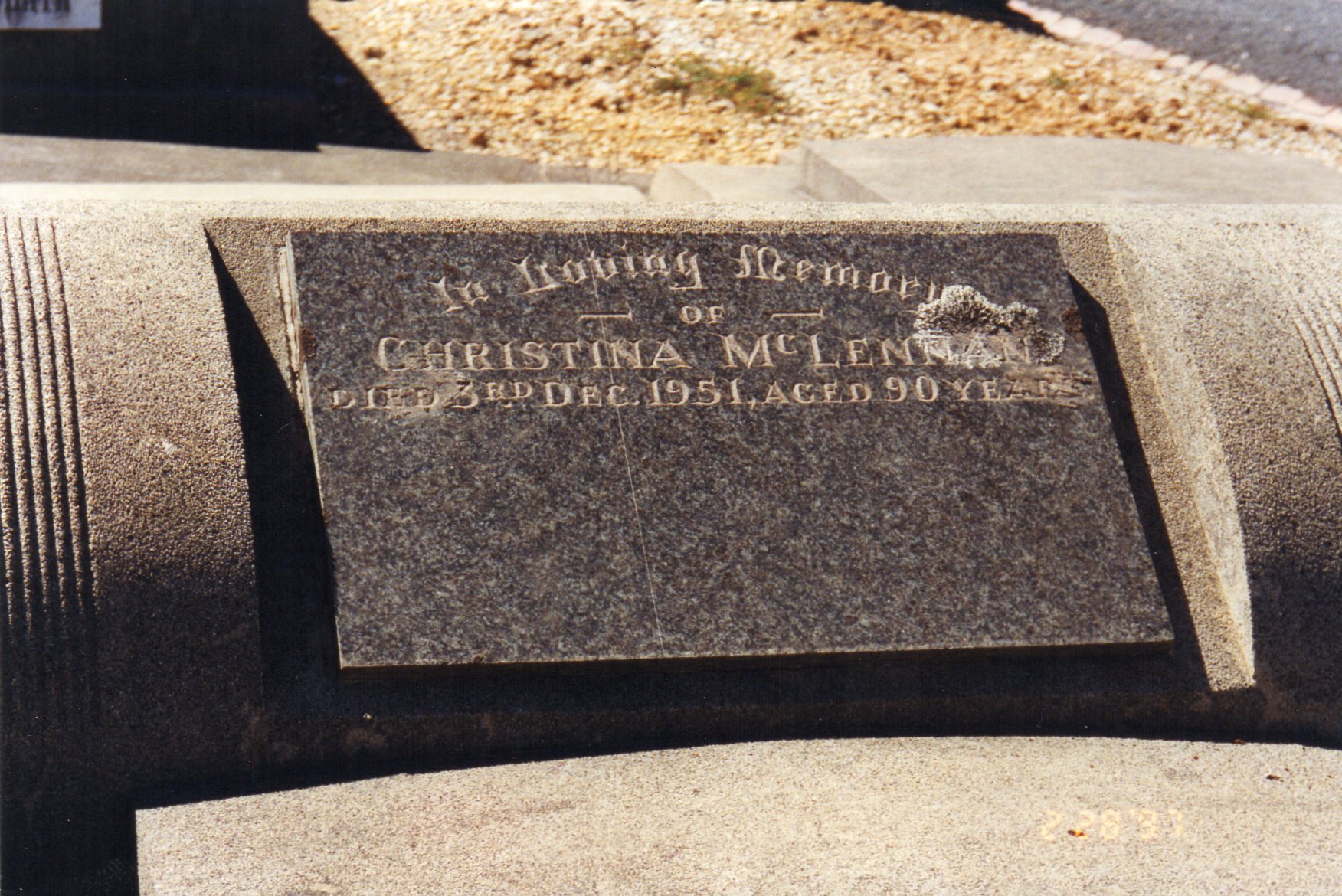 Photo of headstones/Christina McLennan 1861-1951 hdstn Ballarat New Cem